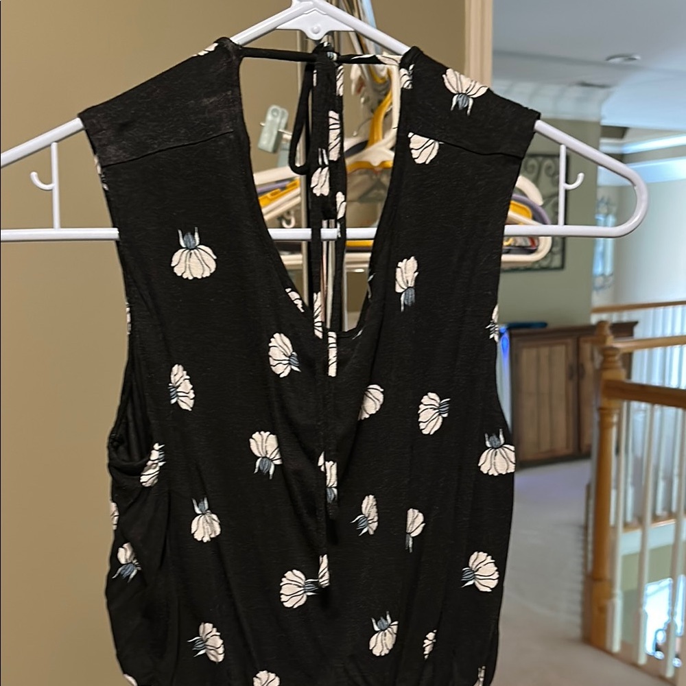 LOFT Black and White Sleeveless Dress with Tie - Picture 5 of 6